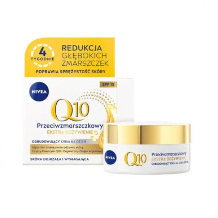 Крем за лице Q10 Възстановяващ дневен против бръчки, Nivea, SPF 15, 50 ml