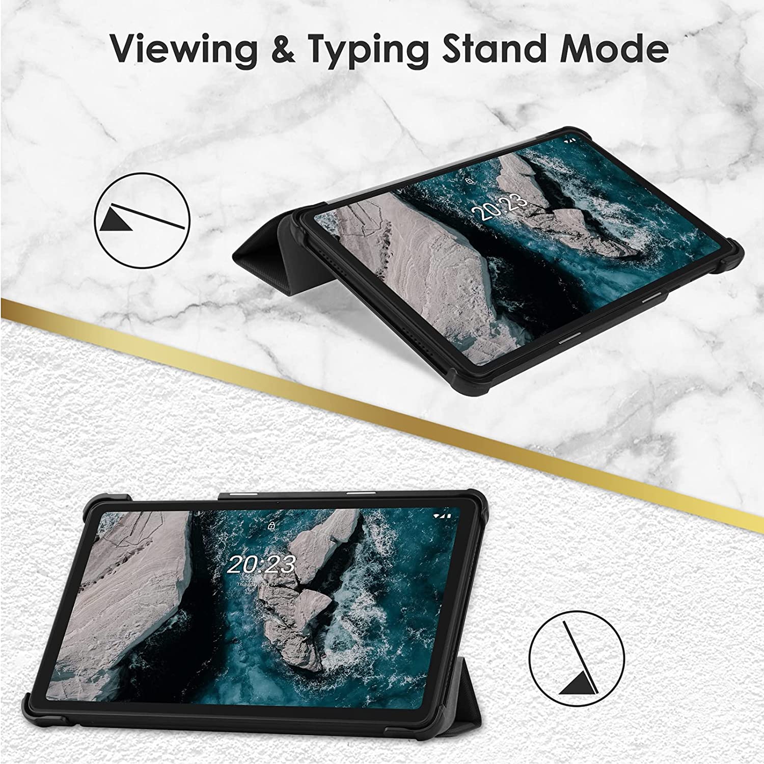 Husa Slim Sigloo, Smart Cover, Trifold, pentru tableta Nokia T21 2022, 10,4inch, model Simple Black