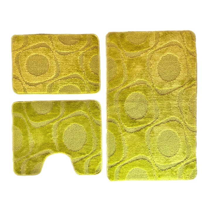 Set covoras de baie 3 piese, polipropilena, 100x60, 60x50, 40x60, Verde