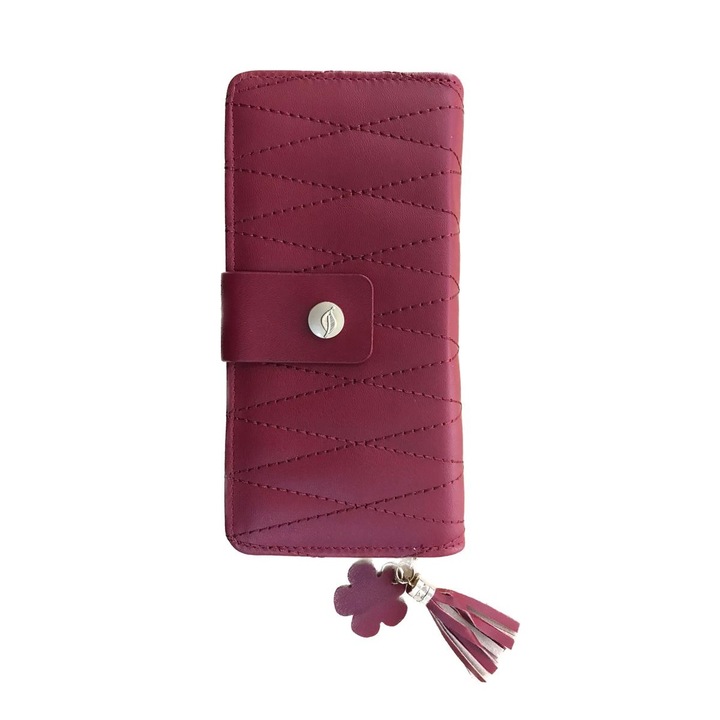 Portofel de dama, piele ecologica, rosu, 19 cm x 9 cm, R35-10C