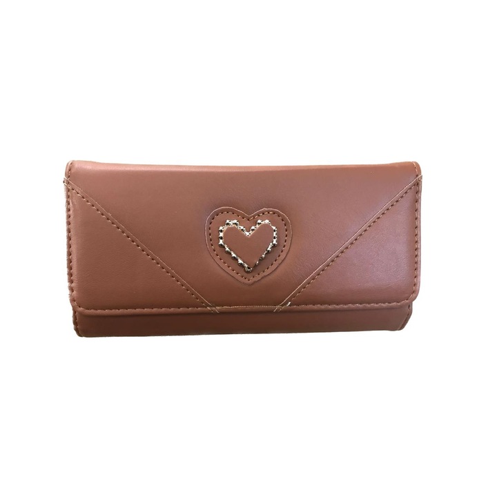 Portofel dama, piele ecologica, inima, 19 cm x 9 cm R35-15A