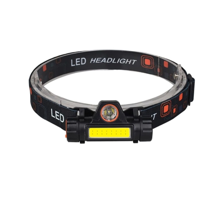 Lanterna Frontala Cu Acumulator led XPE COB, Reincarcabila cu Acumulator, ip 65