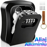 Cutii pentru Chei, BYONDSELF®, Aliaj Aluminiu, Rezistent Lovituri, Indestructibil, Securitate Ridicata, Impermeabila, Inchidere Cifru, Pune 5 Chei, 115X95X40 mm, Regim Hotelier, Booking, AirBnb, Negru