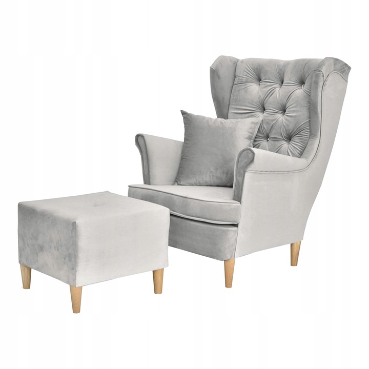 Fotel Family Meble Lábtartóval Fa Gaja Skandináv Kárpitozott Étkező 104x84x92 Többszínű