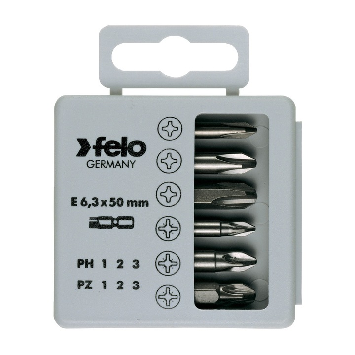 Set biti Profi, 50mm cu varf PZ, PH, 6 biti, Felo 03291516