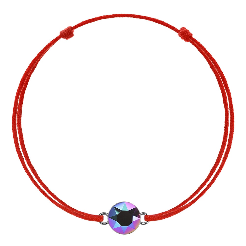 Bratara Kabbalah cu pandantiv din Argint 925 placat cu rodiu si Cristal Swarovski® Xirius 6mm Scarabeus Green