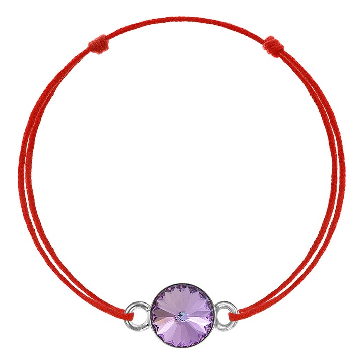 Bratara Kabbalah cu pandantiv din Argint 925 placat cu rodiu si Cristal Swarovski® Rivoli 8mm Vitrail Light