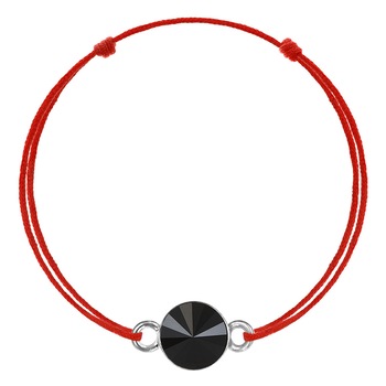 Bratara Kabbalah cu pandantiv din Argint 925 placat cu rodiu si Cristal Swarovski® Rivoli 8mm Jet Bratara Kabbalah cu pandantiv din Argint 925 placat cu rodiu si Cristal Swarovski® Rivoli 8mm Jet