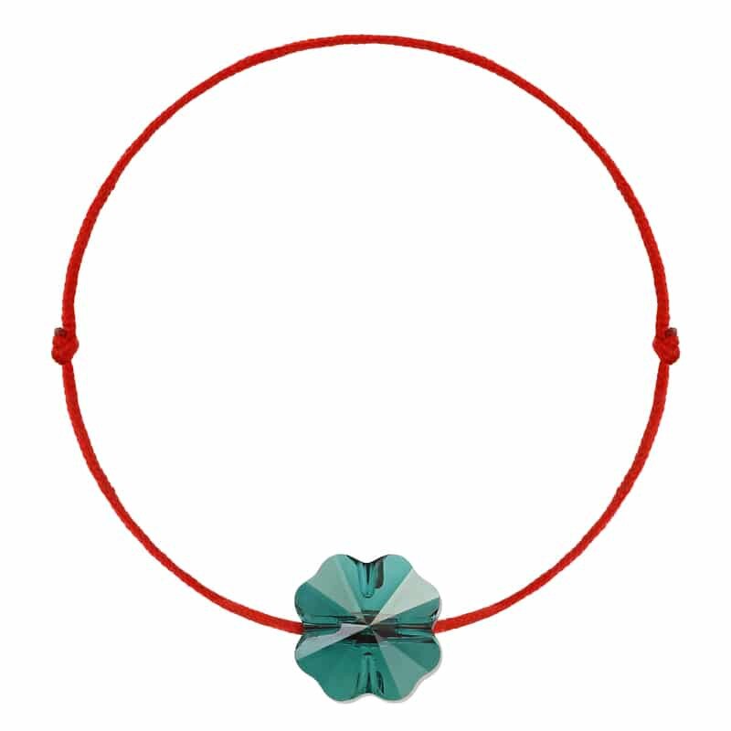 Bratara Kabbalah cu Cristal Swarovski® Trifoi 8mm Emerald