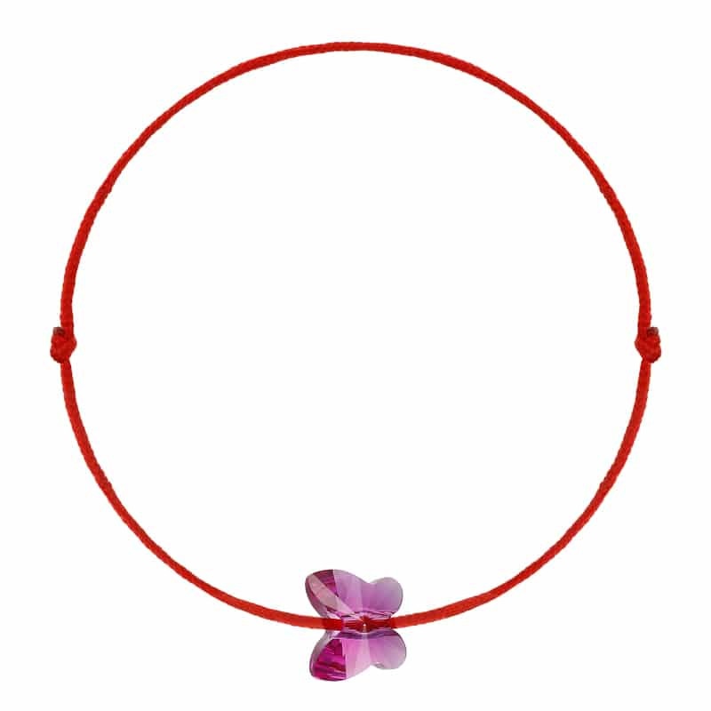 Bratara Kabbalah cu Cristal Swarovski® Butterfly 8mm Fuchsia