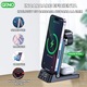 Incarcator Wireless Qeno® Statie Incarcare 4 In 1 Qi Fast Charger 25W Incarcare Rapida, Ceas Alarma, Compatibil Doar Cu Apple Watch Seriile 2-7, Airpods 2/3/PRO si Iphone Android Samsung Huawei Xiaomi, Negru