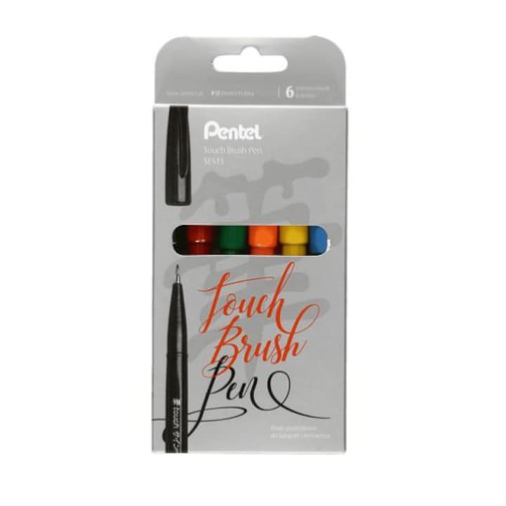 Комплект маркери Pentel, 6 бр