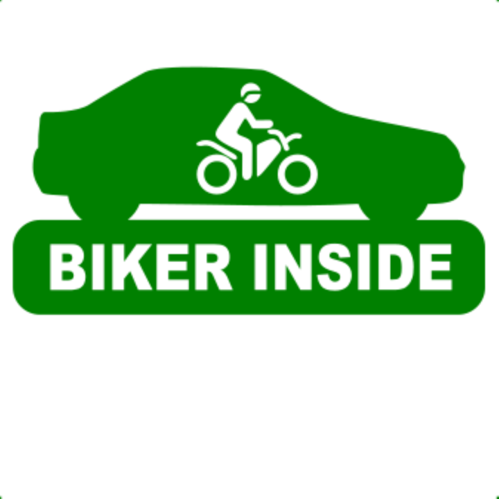 Sticker decorativ perete, auto si geam, Biker inside logan, Verde, 19 cm