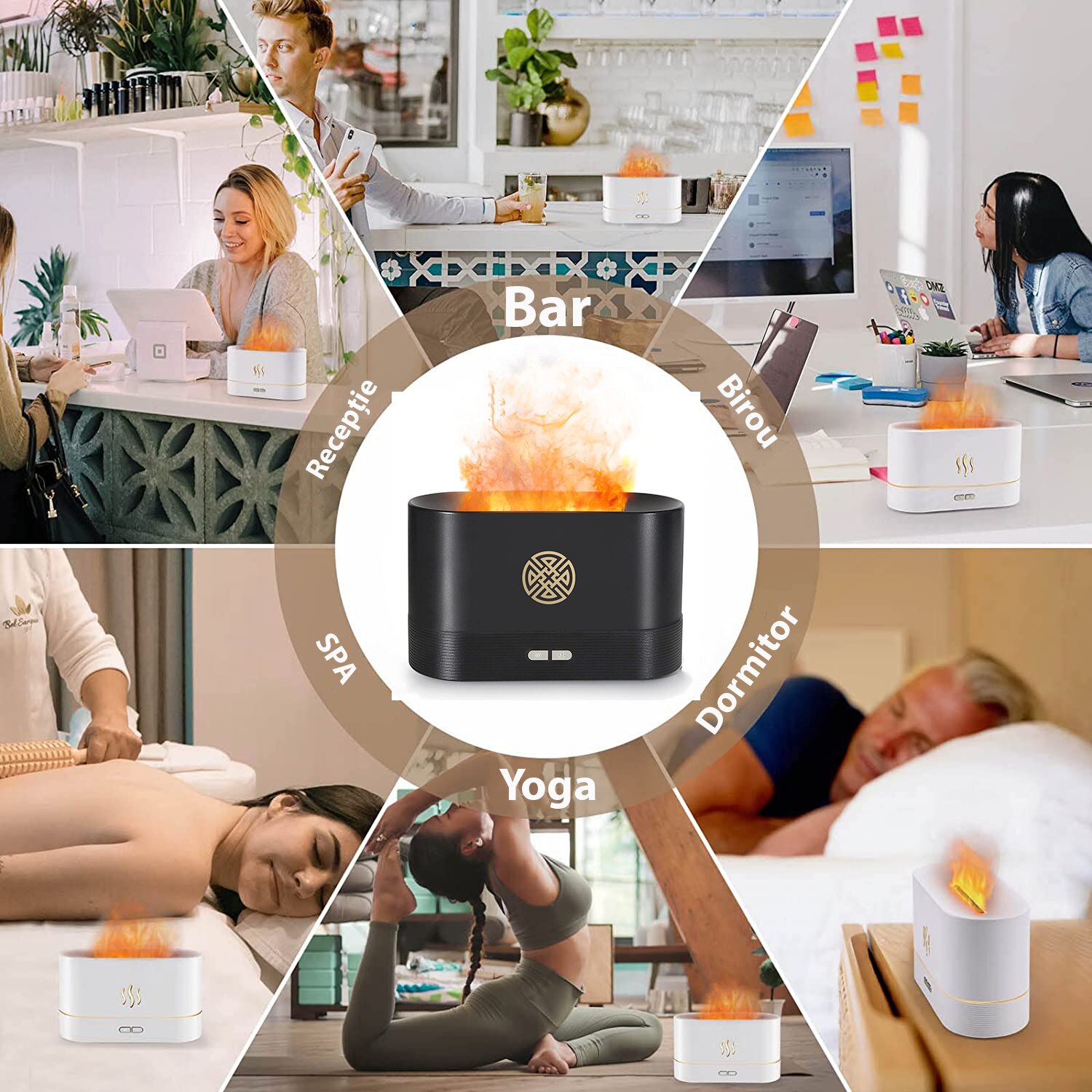 Umidificator De Camera Pokko Humid2 Efect De Flacara Difuzor Ultrasonic Aromaterapie 190ml 6811