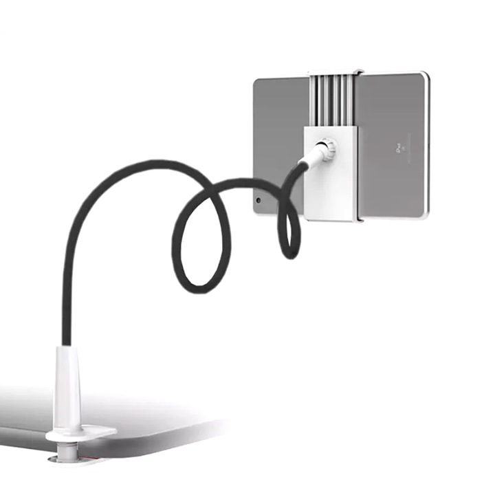 Suport flexibil pentru telefon, model 360 grade, alb cu negru, EFAYN