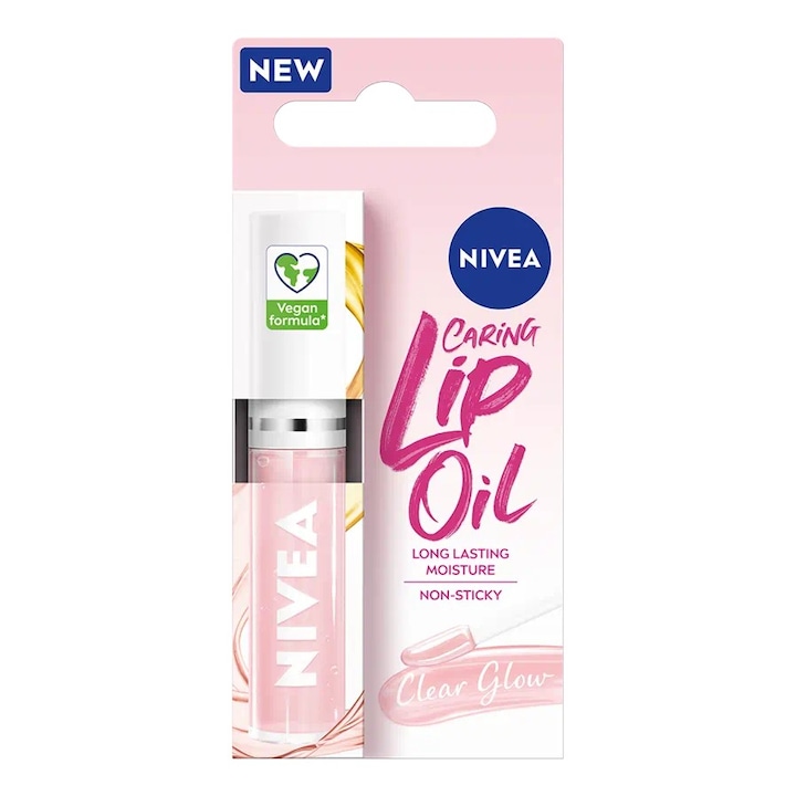 Ulei pentru buze, Nivea, Caring Lip Oil, 5.5 ml, Clear Glow