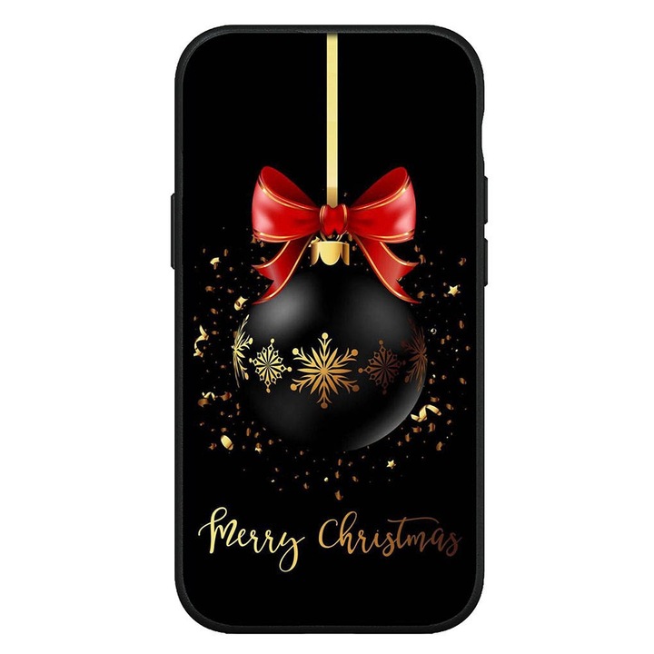 Персонализиран калъф Paramount модел Merry Christmas 7, съвместим с Xiaomi Redmi Note 9S, силиконов с микрофибърна вътрешност, черен