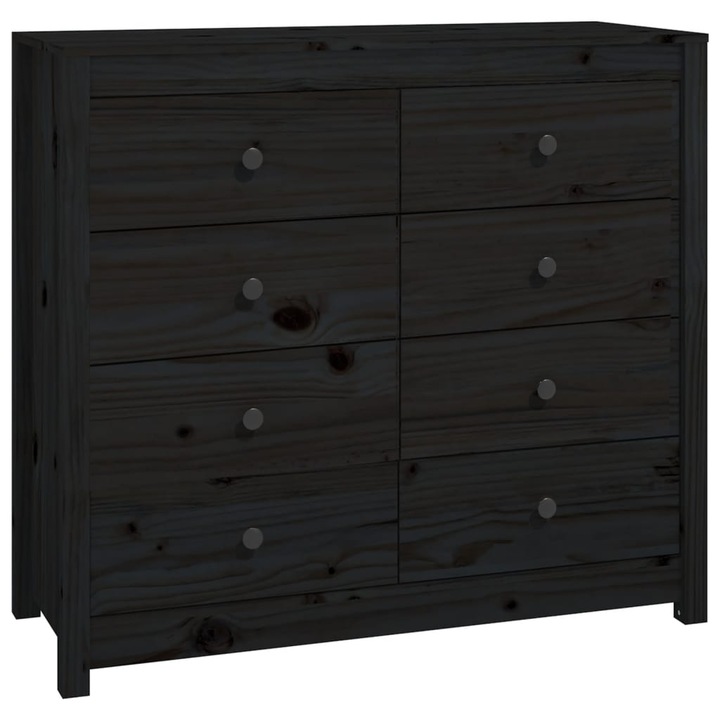 Страничен шкаф vidaXL, Черен, 100x40x90 см, Борово дърво масив
