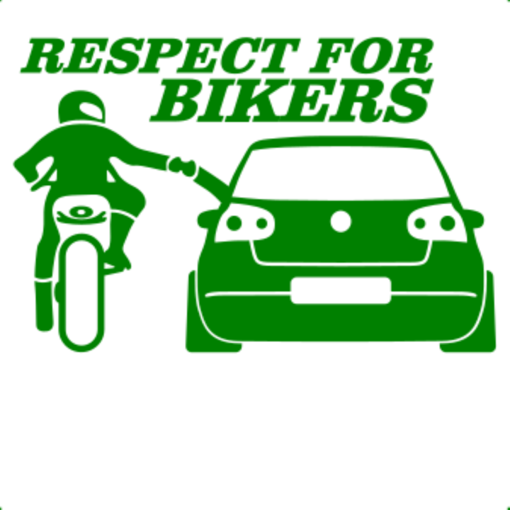 Sticker decorativ perete, auto si geam, Respect for bikers, golf 5, Verde, 19 cm