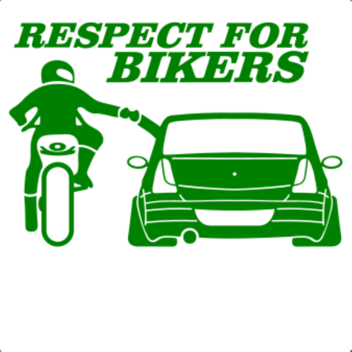 Sticker decorativ perete, auto si geam, Respect for bikers, logan, Verde, 19 cm