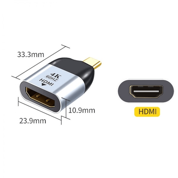 Мини адаптер, USB Type-C мъжки към HDMI женски, Ultra HD 4K, Компактен ...