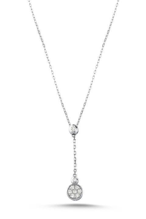 FAVORI JEWELLERY, Colier drop din aur de 14K decorat cu diamante, G, Argintiu