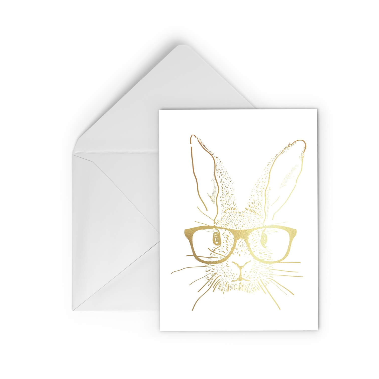 Felicitare Iepure cu Ochelari , colaj metalic manual, model Paste