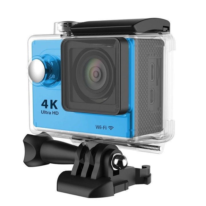 Camera video sport SportTech-H9 Ultra HD 4K 170 grade, Wi-Fi, HDMI, Accesorii incluse, HDMI, micro USB waterproof 30m, 2-inch, Blue