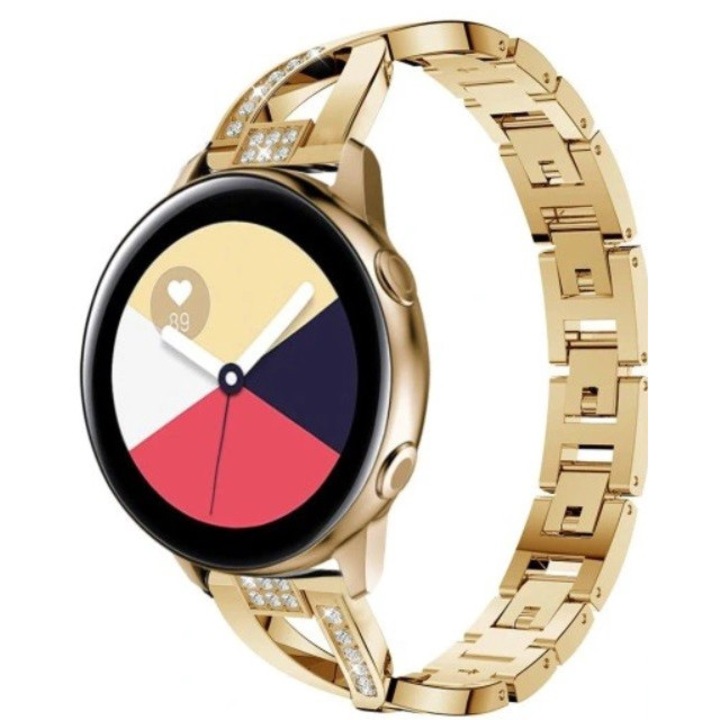 Каишка, За смарт часовник Samsung Galaxy Watch 4/5/6 40/42/44/45/46 mm / Active, Huawei Watch GT 2 42 mm / GT 3 42 mm / Amazfit GTS / GTS 2 / GTS 3 / GTS 4 / MINI, Неръждаема стомана, 20 мм, Златист