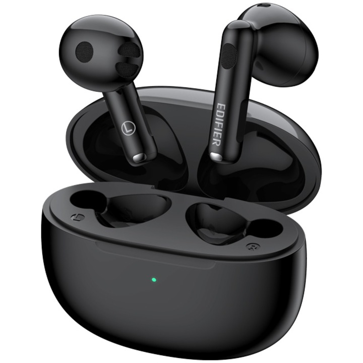 Edifier fejhallgató, vezeték nélküli, fülbe helyezhető gombok, okostelefonhoz, mikrofon a headset-en, csatlakozás Bluetooth 5.3-on, IP54, USB-C, fekete