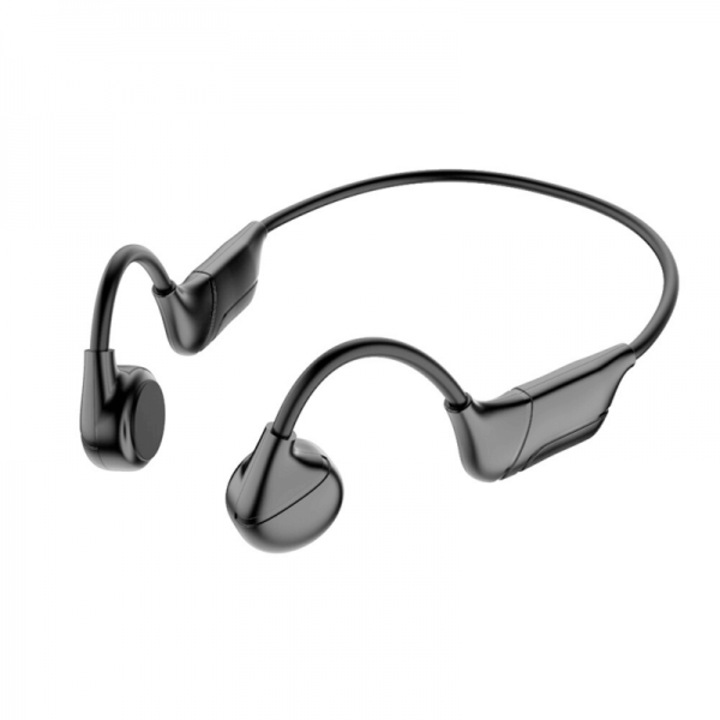 Безжични спортни слушалки V12 BonePhones, С костна проводимост, Вибрация, Стерео, С микрофон, Bluetooth 5.0, Черен