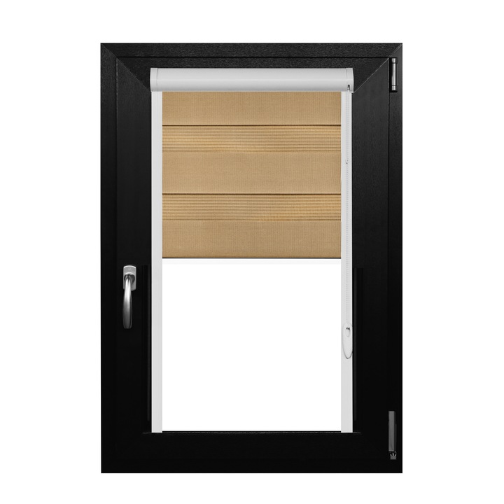 Rulou Textil Day&Night, Maro Ocru, Cu Caseta Alba, L 48 cm X H 120 cm