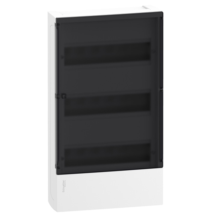 Tablou electric, cofret Schneider Electric Resi9, montaj aparent, 3 Randuri x 12 Module, usa fumurie