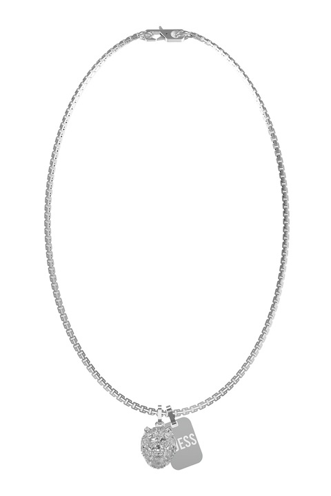 GUESS, Rozsdamentes acél nyaklánc medálokkal, Ezüstszín
