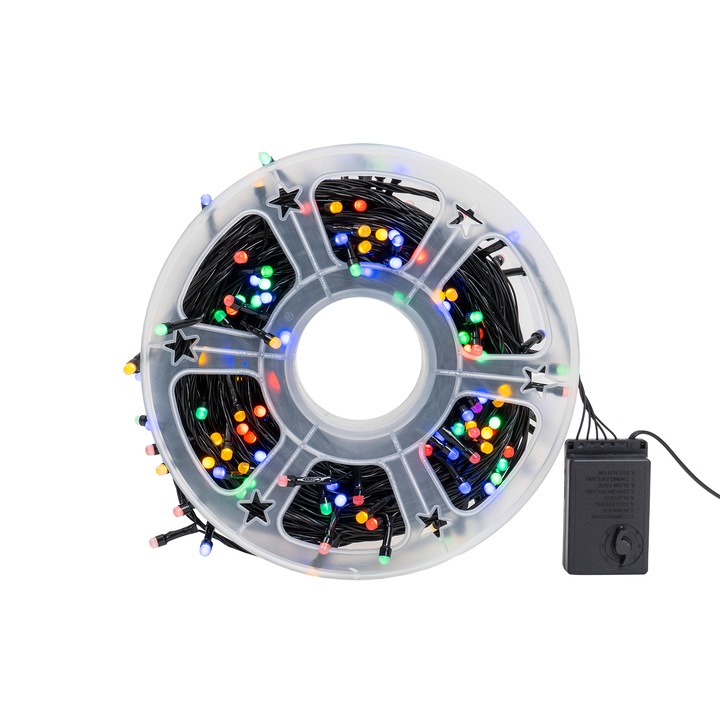 Lineáris karácsonyi installáció, beltérre, 50m, 240 LED, 8 lámpakészlet, fekete vezeték, tarka fény / EXT 10390_6