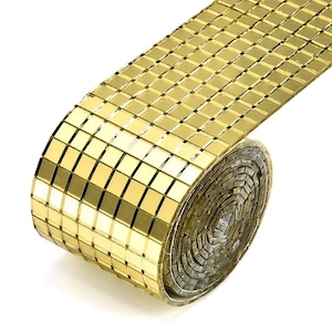 Banda Adeziva din Oglinda pentru Home Design si Decor Obiecte, Dimensiune 4 x 100 cm, Auriu Gold, Original Deals®