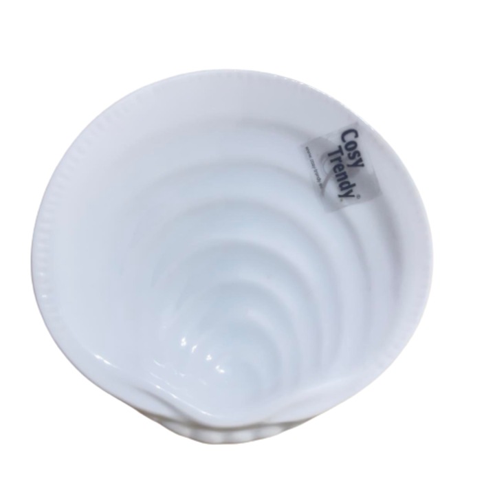 Set 12 platouri, Model scoica, Uz universal, Portelan, 8x9 cm, Alb intens