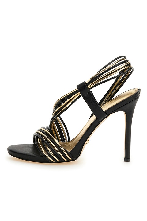 Guess, Сандали от еко кожа с множество препаски, Златист/Черен, 37
