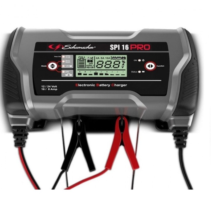 Redresor profesional Schumacher© SPI 16 Pro 12/24V-16/8A, pentru acumulatori cu Plumb, AGM, Gel si LeFePO4