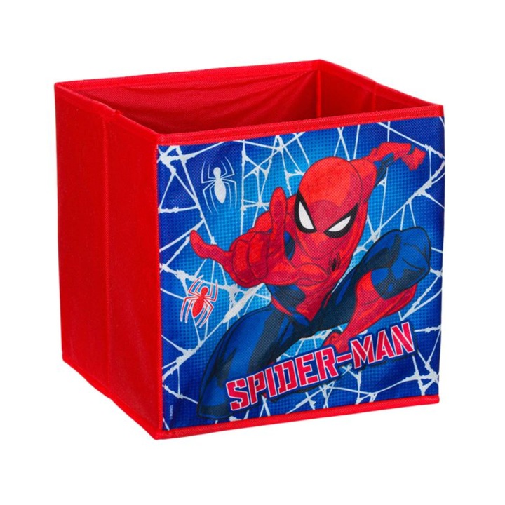 Кутия за съхранение на детски играчки, Sider Man, 25 x 25 x 25 см, Текстил, Многоцветна, JMB-BBL7014