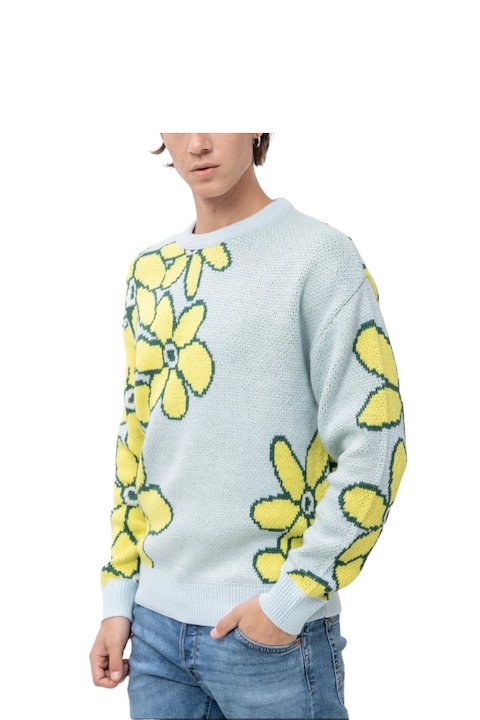 Мъжки пуловер, Jack&Jones-Jorflower, плетено деколте, многоцветен