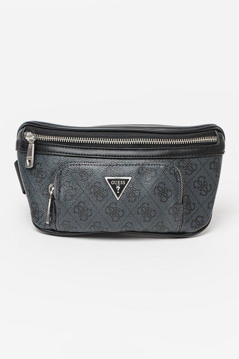 Guess Vezzola logós műbőr övtáska, fekete, szénszürke