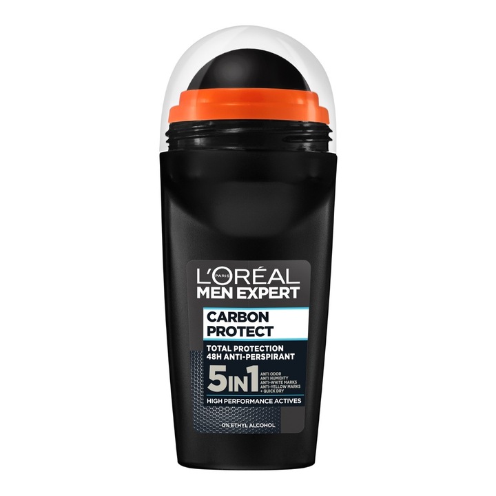 Deodorant Carbon Protect 5 in 1 Men Expert, L'Oreal Paris, Roll-on, 50 ml