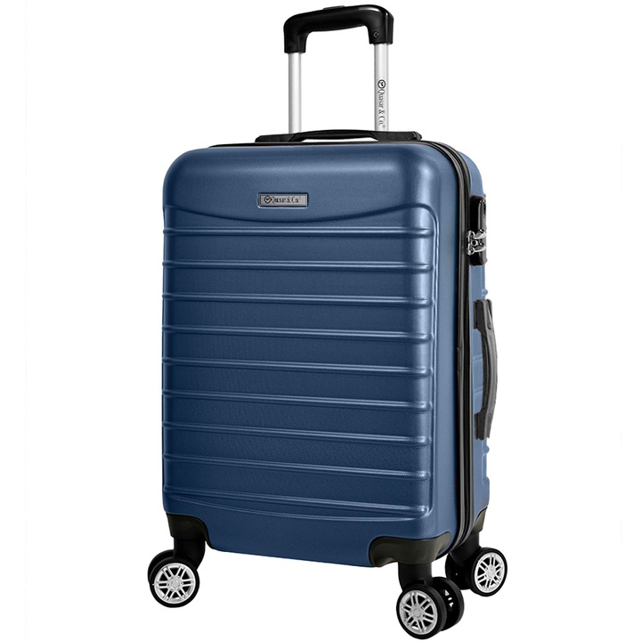 Куфар Quasar & Co.®, Compatible Air, ABS, 77 x 52 x 31 cm, 4 колела на 360 градуса, 100 L, Тъмносин