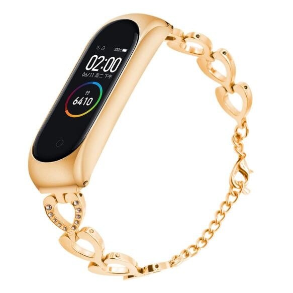 Каишка за смарт часовник, за Xiaomi Mi Band 3/4/5/6, стомана, златист ...