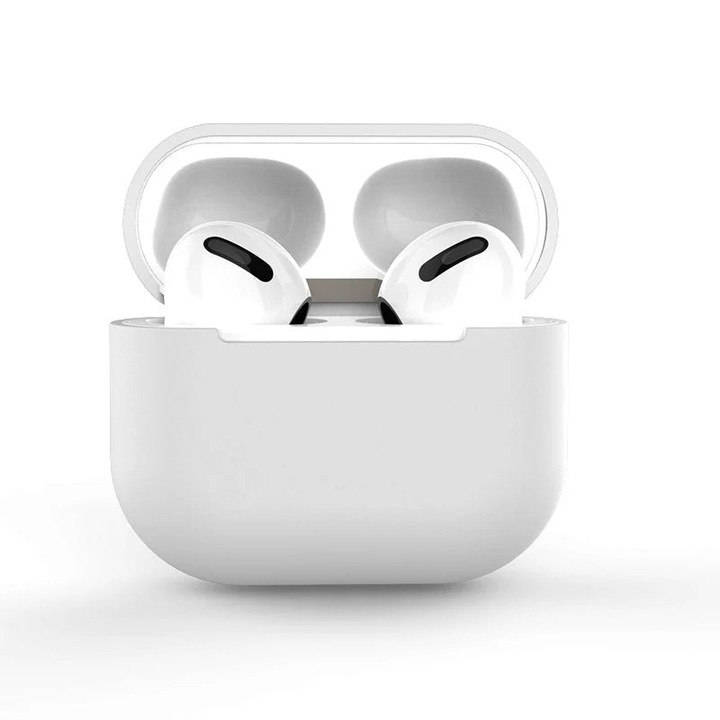 Audio fejhallgató védőburkolata, Hurtel, Szilikon, Kompatibilis az AirPods 1/2-vel, Fehér