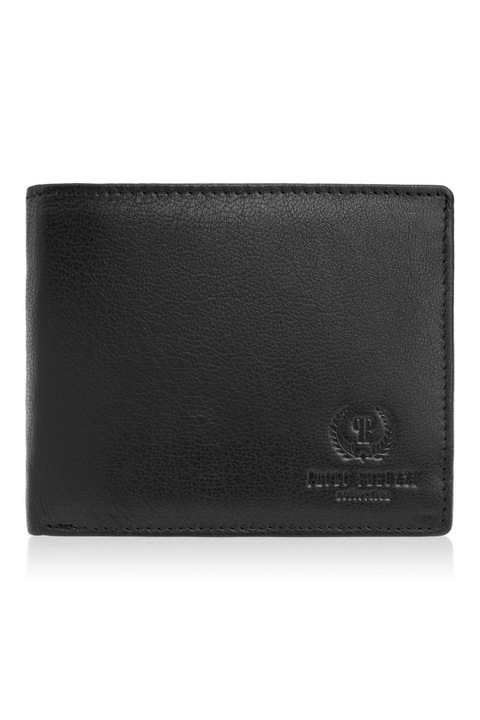 Férfi pénztárca, Paolo Peruzzi, Természetes bőr, 12x9,5x2 cm, Fekete