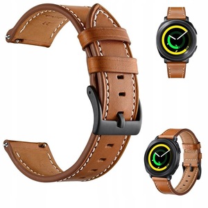 Curea din piele naturala pentru, Huawei Watch GT 2 42MM / GT 3 42mm / Amazfit GTS / GTS 2 / GTS 4 / Samsung Galaxy Watch 4 40/42/44/46 / Galaxy Watch 5 40/42/44/46, 20 mm, Maro