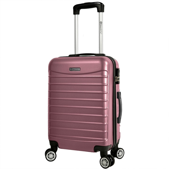 Куфар Quasar & Co.®, Compatible Air, ABS, 66 x 44 x 26 cm, 4 колела на 360 градуса, 60 L, Розов прах