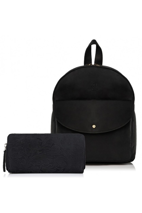 Set cadou rucsac de dama T-18-BL si portofel din piele T-08-BL ZUP-23-BL Paolo Peruzzi